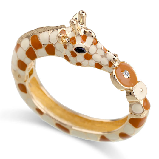 Fashion Beautiful Zebra Animal Cuff Bracelet Statement Bangle for Women Girls Gold Plated with Enamel Bracelets Bangle Jewelry