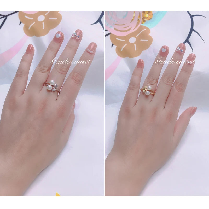 ZHBORUINI Fine Pearl Ring Two Real Natural Pearl 925 Sterling Silver Ring Cherry Design Female Wedding jewelry Drop Shippi