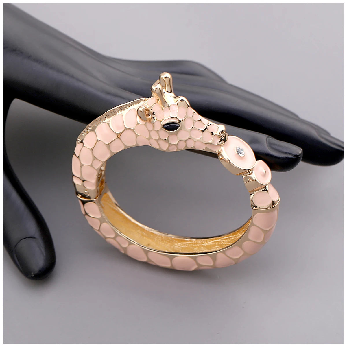 Fashion Beautiful Zebra Animal Cuff Bracelet Statement Bangle for Women Girls Gold Plated with Enamel Bracelets Bangle Jewelry