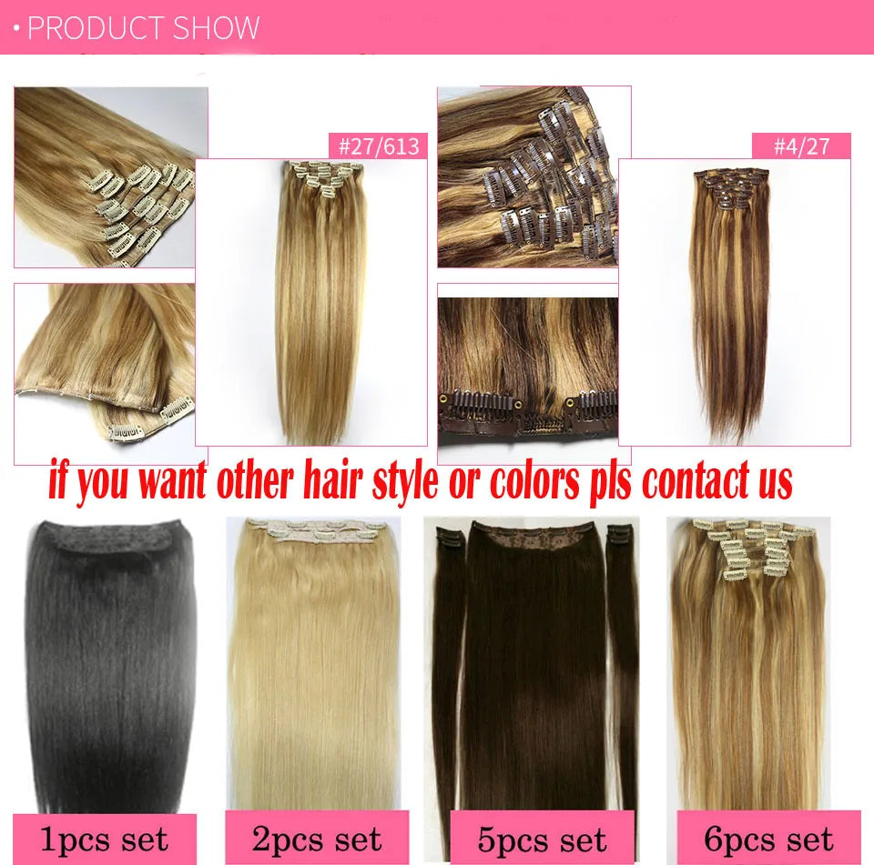 ZZHAIR 100% Human Remy Hair Extensions 2pcs Set 16"-28" 100g-200g  Clips-in Two Pieces Natural Straight 1x20cm 1x15cm