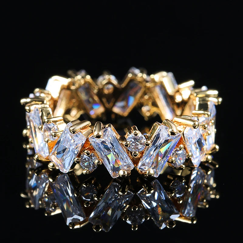 Kinel New 585 Rose Gold Unusual Rings For Women Micro Wax Inlay Spherical Natural Zircon Rings Wedding Trend Wedding Jewelry