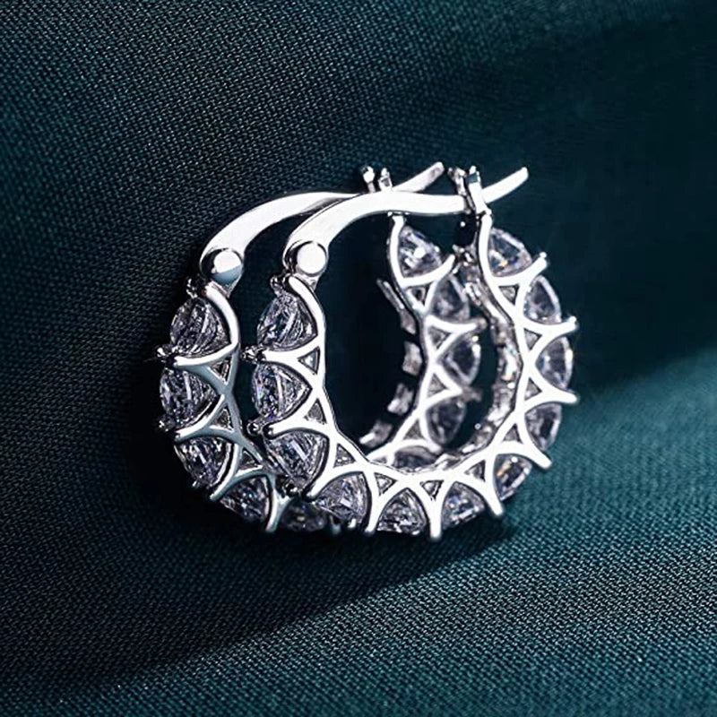 Huitan High Quality Cubic Zirconia Women Hoop Earrings Stylish Lady Accessories Party Daily Wearable Fashion Jewelry Drop Ship