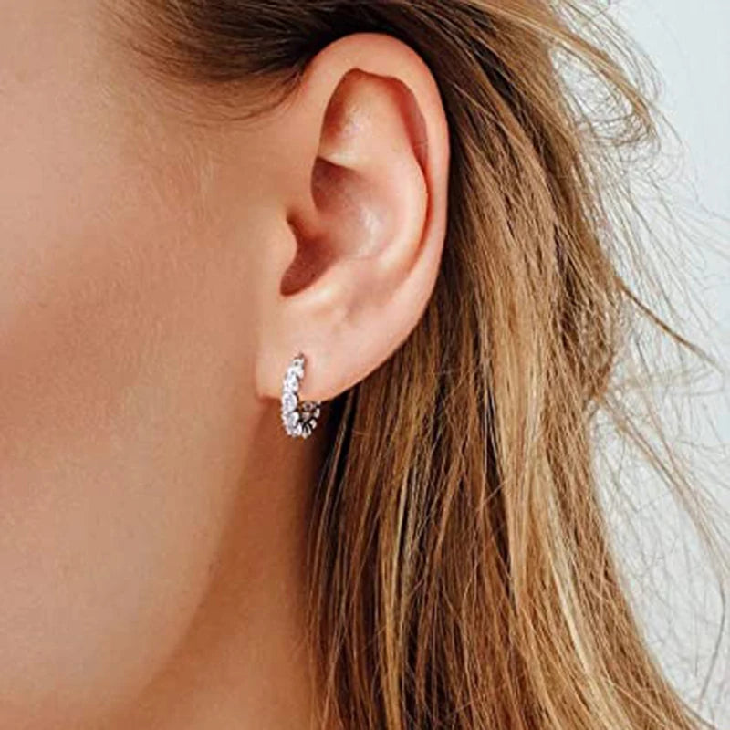 Huitan High Quality Cubic Zirconia Women Hoop Earrings Stylish Lady Accessories Party Daily Wearable Fashion Jewelry Drop Ship