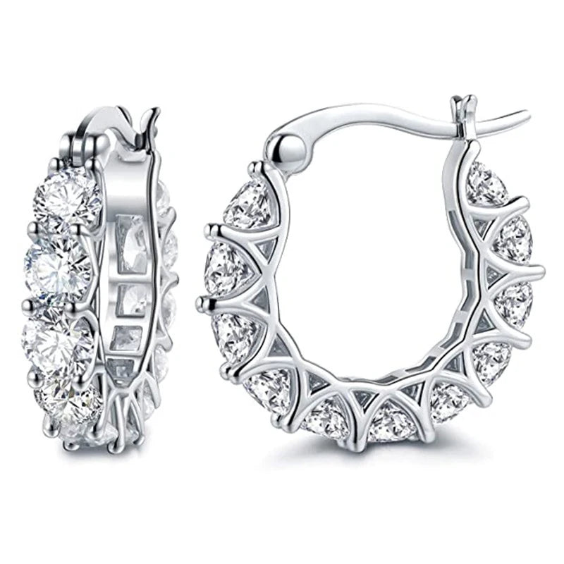 Huitan High Quality Cubic Zirconia Women Hoop Earrings Stylish Lady Accessories Party Daily Wearable Fashion Jewelry Drop Ship