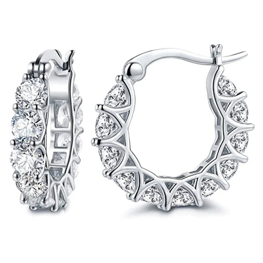 Huitan High Quality Cubic Zirconia Women Hoop Earrings Stylish Lady Accessories Party Daily Wearable Fashion Jewelry Drop Ship