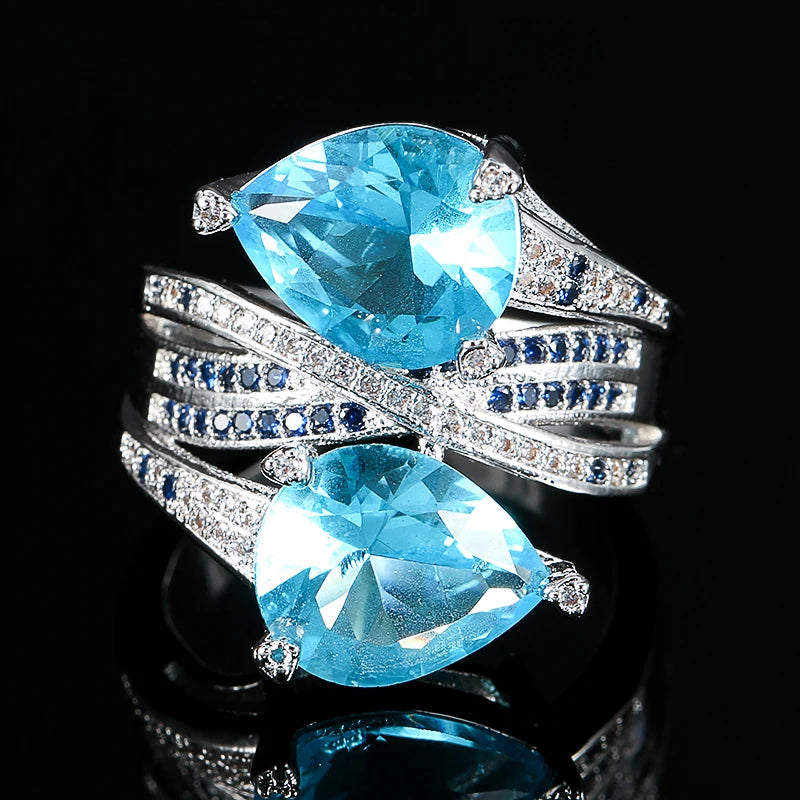 Kinel New 585 Rose Gold Unusual Rings For Women Micro Wax Inlay Spherical Natural Zircon Rings Wedding Trend Wedding Jewelry
