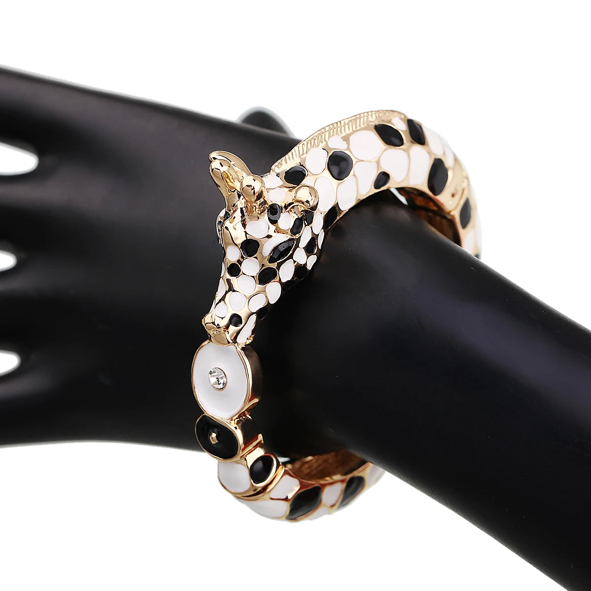 Fashion Beautiful Zebra Animal Cuff Bracelet Statement Bangle for Women Girls Gold Plated with Enamel Bracelets Bangle Jewelry