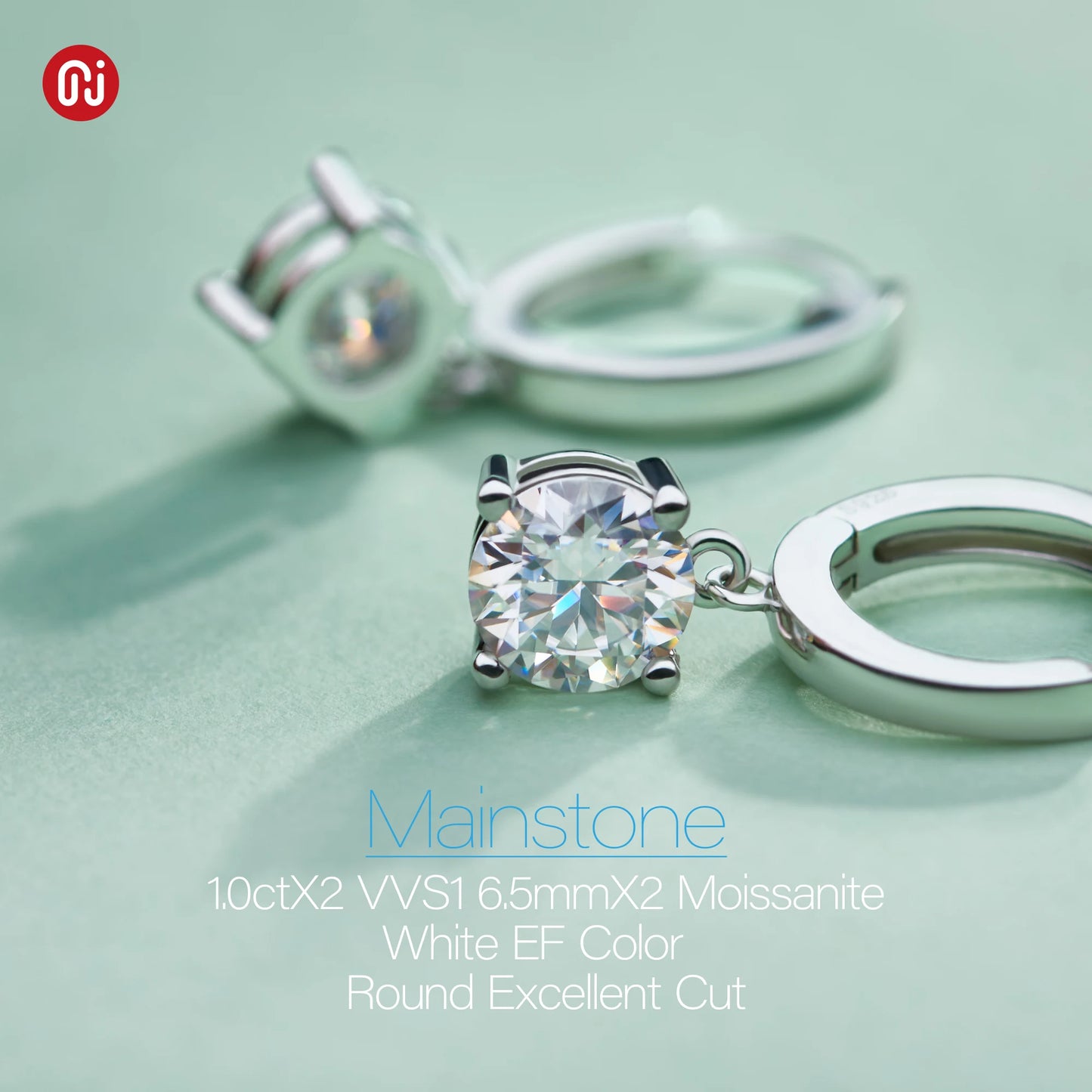 GIGAJEWE Moissanite White D VVS1 Total 2ct 925 Silver Drop Earring 18K Gold Plated Diamond Test Passed Jewelry Woman Girl Gift
