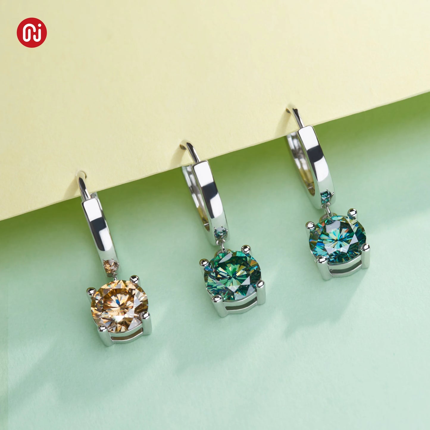 GIGAJEWE Moissanite White D VVS1 Total 2ct 925 Silver Drop Earring 18K Gold Plated Diamond Test Passed Jewelry Woman Girl Gift