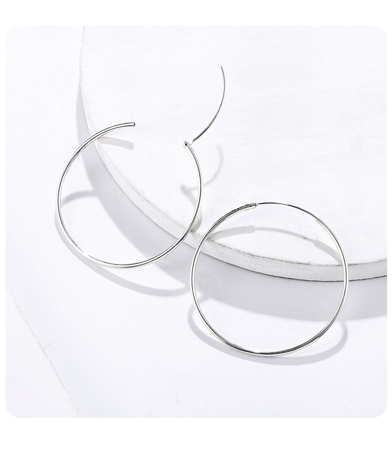 SOMILIA 925 Sterling Silver Platinum Big Hoop Earrings for Women Real Money Jewelry Female Fashion Womens Fine Earrings 10-90mm