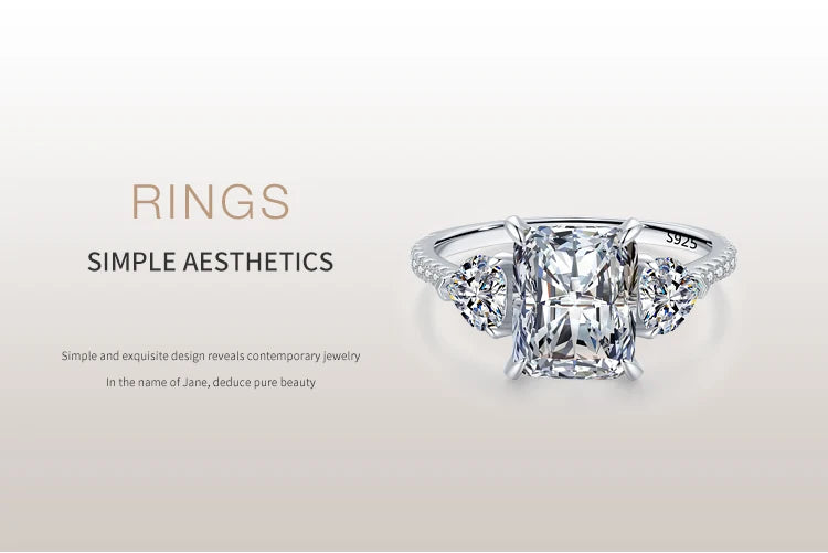 Ailmay Exquisite Luxury Rectangle 3ct  AAAAA CZ Ring 925 Sterling Silver Rings For Women Wedding Engagement Fine Female Jewelry