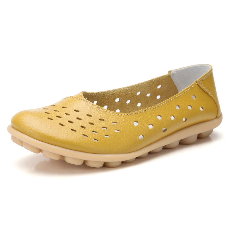 Summer Women Casual Shoes Flat Shoes Designer Ladies Cut Out Rubber Loafers Non-slip Breathable Womens Moccasins Plus Size 35-44
