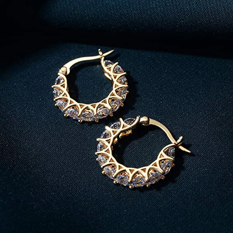 Huitan High Quality Cubic Zirconia Women Hoop Earrings Stylish Lady Accessories Party Daily Wearable Fashion Jewelry Drop Ship