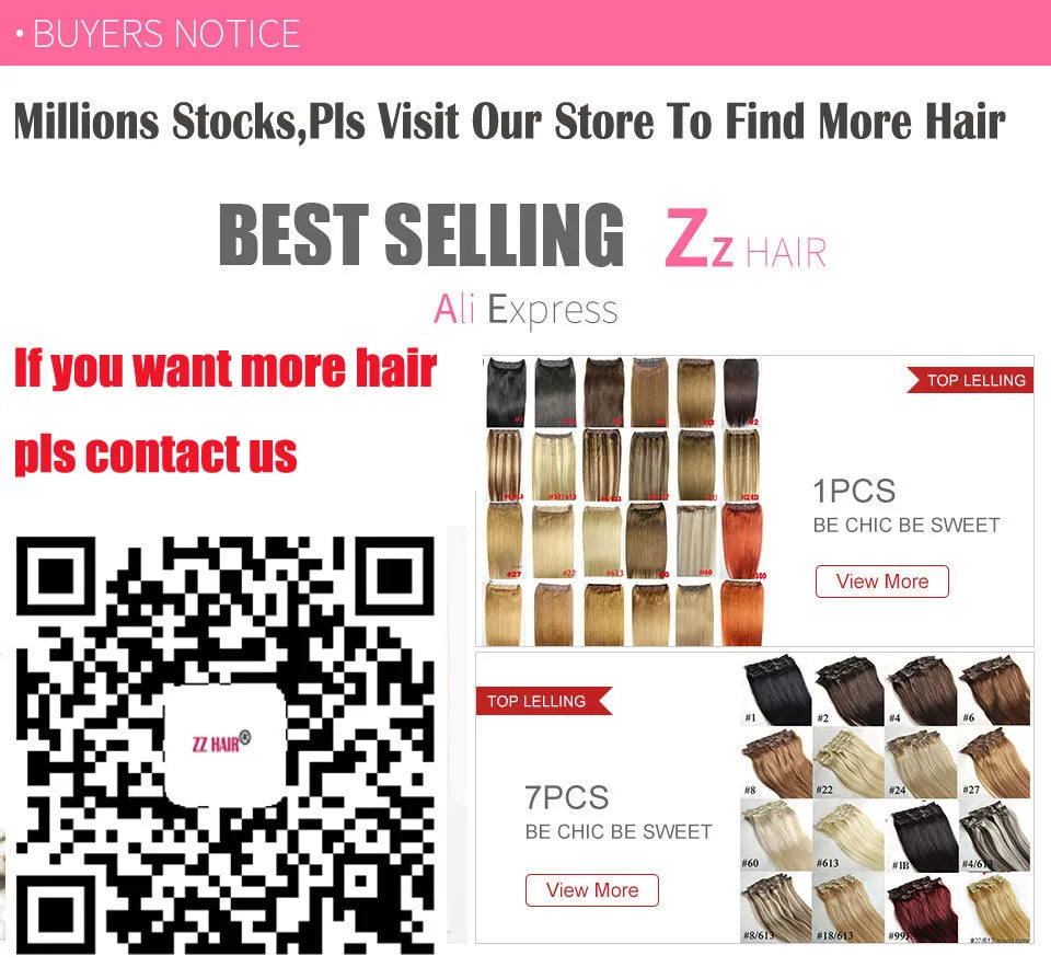 ZZHAIR 100% Human Remy Hair Extensions 2pcs Set 16"-28" 100g-200g  Clips-in Two Pieces Natural Straight 1x20cm 1x15cm