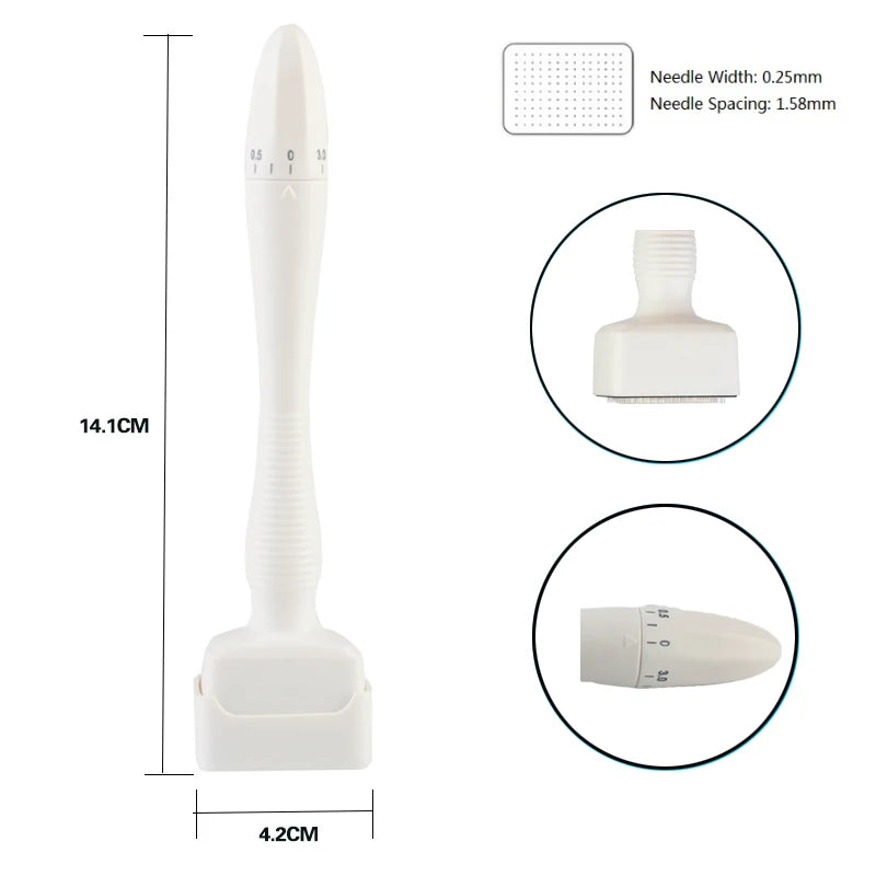 Derma Stamp Adjustable Microneedling With 140 pin Needles Face Body Care Hair Beard Growth 0.25 MM Needle length