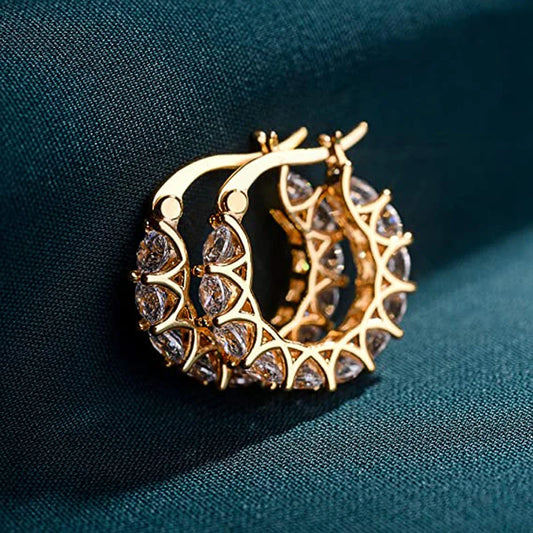 Huitan High Quality Cubic Zirconia Women Hoop Earrings Stylish Lady Accessories Party Daily Wearable Fashion Jewelry Drop Ship