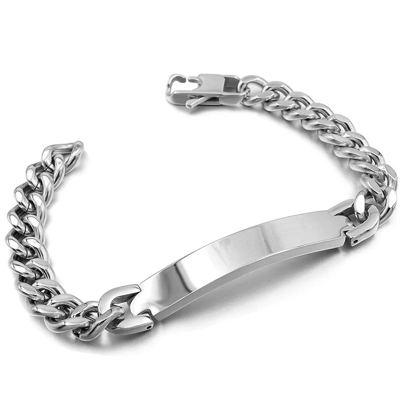 Gokadima Stainless Steel ID Bracelet For Men Jewelry masculina pulseira, Black / Rose Gold color Rock Punk Party Gift