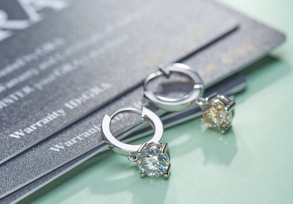 GIGAJEWE Moissanite White D VVS1 Total 2ct 925 Silver Drop Earring 18K Gold Plated Diamond Test Passed Jewelry Woman Girl Gift