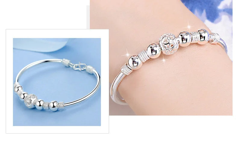 3 Style New 925 sterling silver Lucky Charm Bracelet Cuff Bracelets For Women Bangles Fashion Jewelry Pulseira