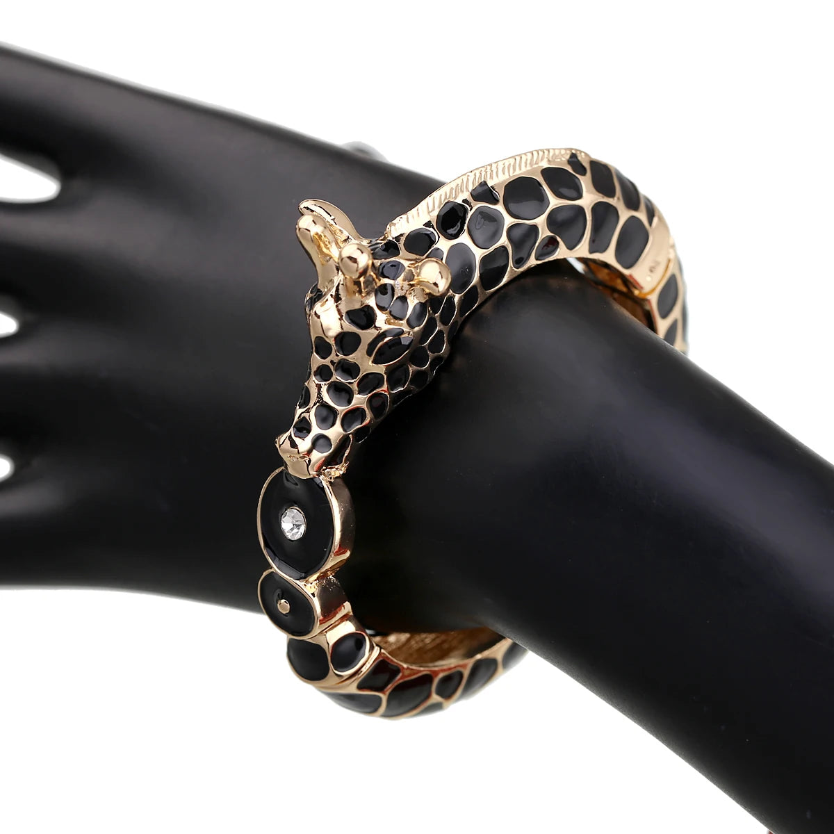 Fashion Beautiful Zebra Animal Cuff Bracelet Statement Bangle for Women Girls Gold Plated with Enamel Bracelets Bangle Jewelry