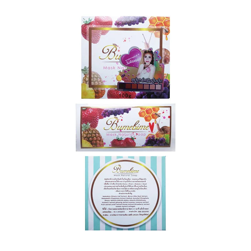 Instant Miracle Whitening Soap Thailand Bumebime Handmade Soap White Skin Natural Soaps Bath Fruit Essential Oil Soap 100g