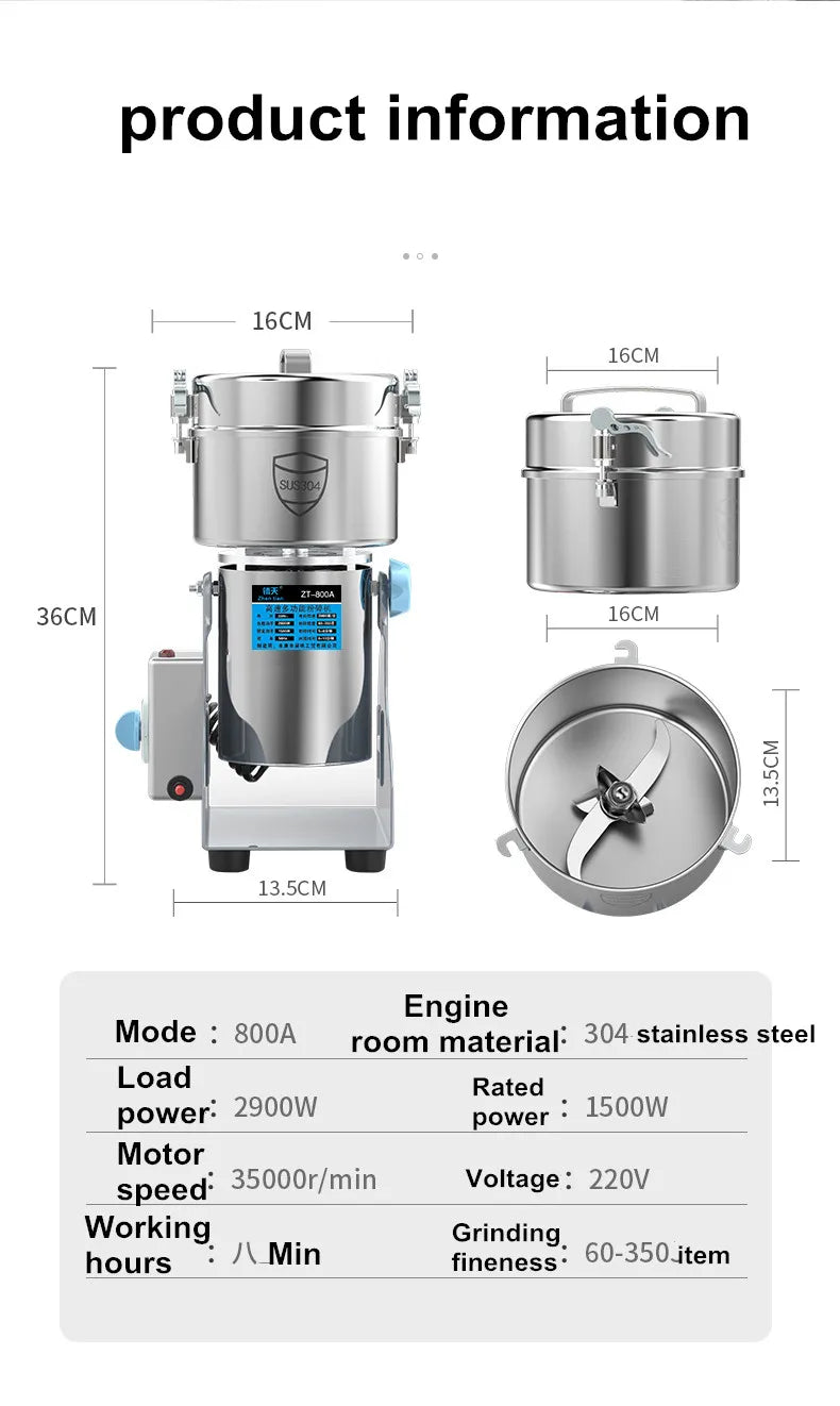 800g/1000g Grains Spices Hebals Grinder Electric Coffee Grinder Coffee Dry Food Grinder Spice Mill Grain Mill Food Crusher