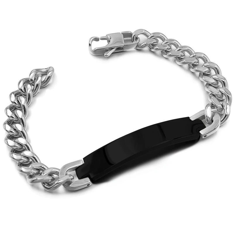 Gokadima Stainless Steel ID Bracelet For Men Jewelry masculina pulseira, Black / Rose Gold color Rock Punk Party Gift