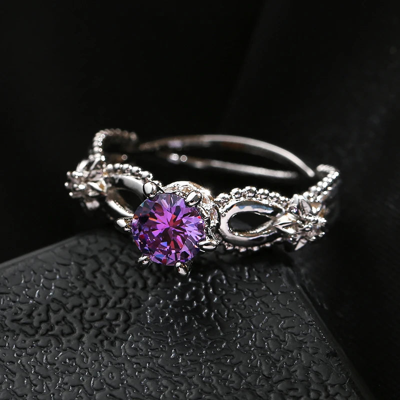 Kinel New 585 Rose Gold Unusual Rings For Women Micro Wax Inlay Spherical Natural Zircon Rings Wedding Trend Wedding Jewelry