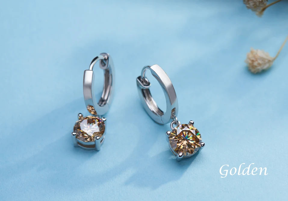 GIGAJEWE Moissanite White D VVS1 Total 2ct 925 Silver Drop Earring 18K Gold Plated Diamond Test Passed Jewelry Woman Girl Gift