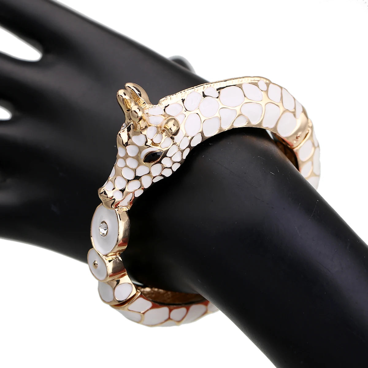 Fashion Beautiful Zebra Animal Cuff Bracelet Statement Bangle for Women Girls Gold Plated with Enamel Bracelets Bangle Jewelry