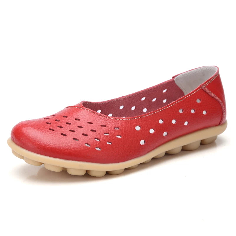 Summer Women Casual Shoes Flat Shoes Designer Ladies Cut Out Rubber Loafers Non-slip Breathable Womens Moccasins Plus Size 35-44