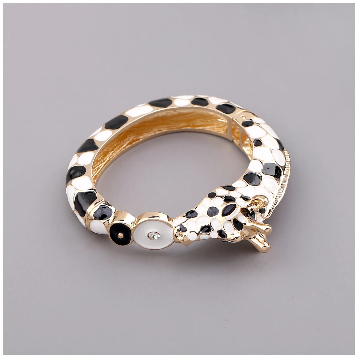 Fashion Beautiful Zebra Animal Cuff Bracelet Statement Bangle for Women Girls Gold Plated with Enamel Bracelets Bangle Jewelry