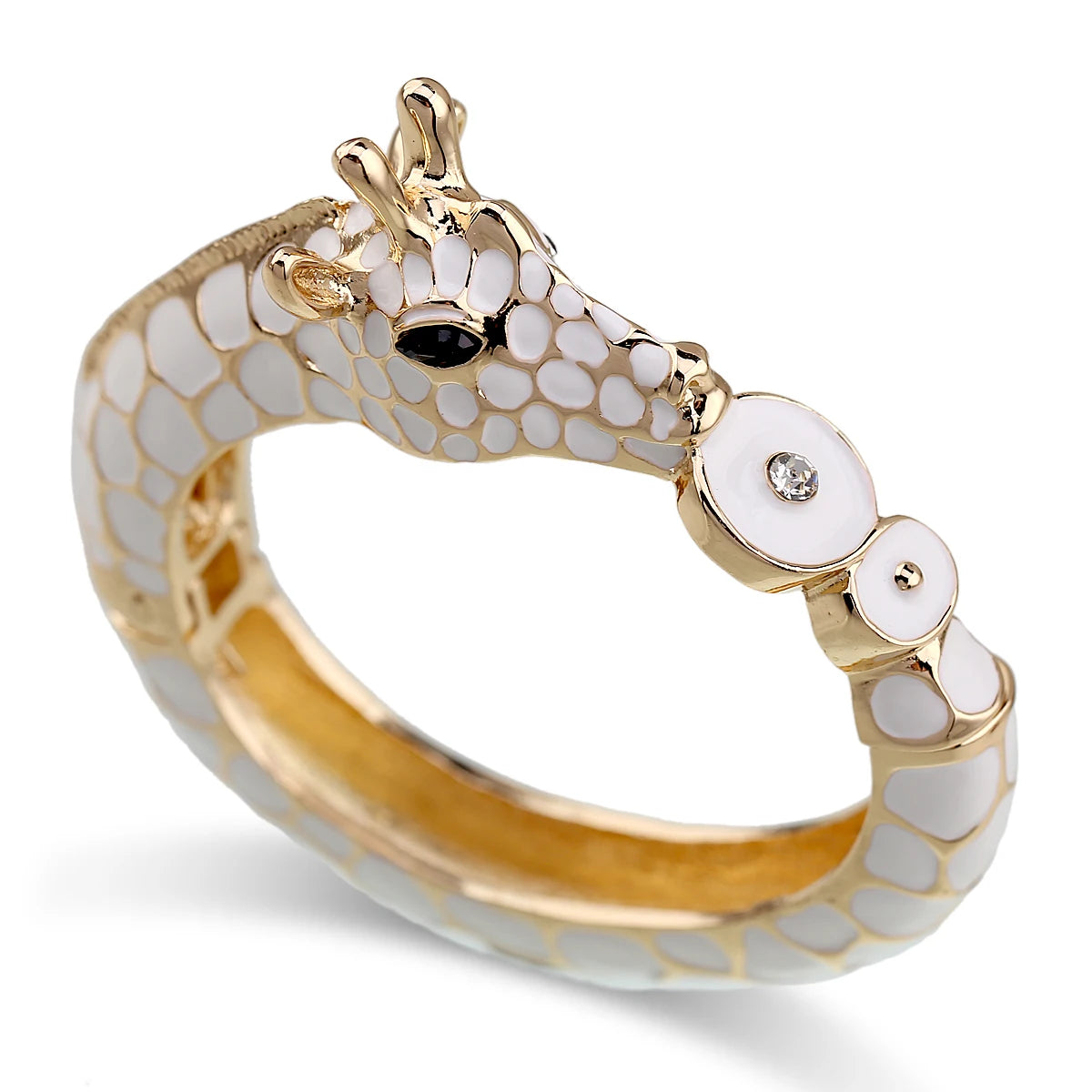 Fashion Beautiful Zebra Animal Cuff Bracelet Statement Bangle for Women Girls Gold Plated with Enamel Bracelets Bangle Jewelry