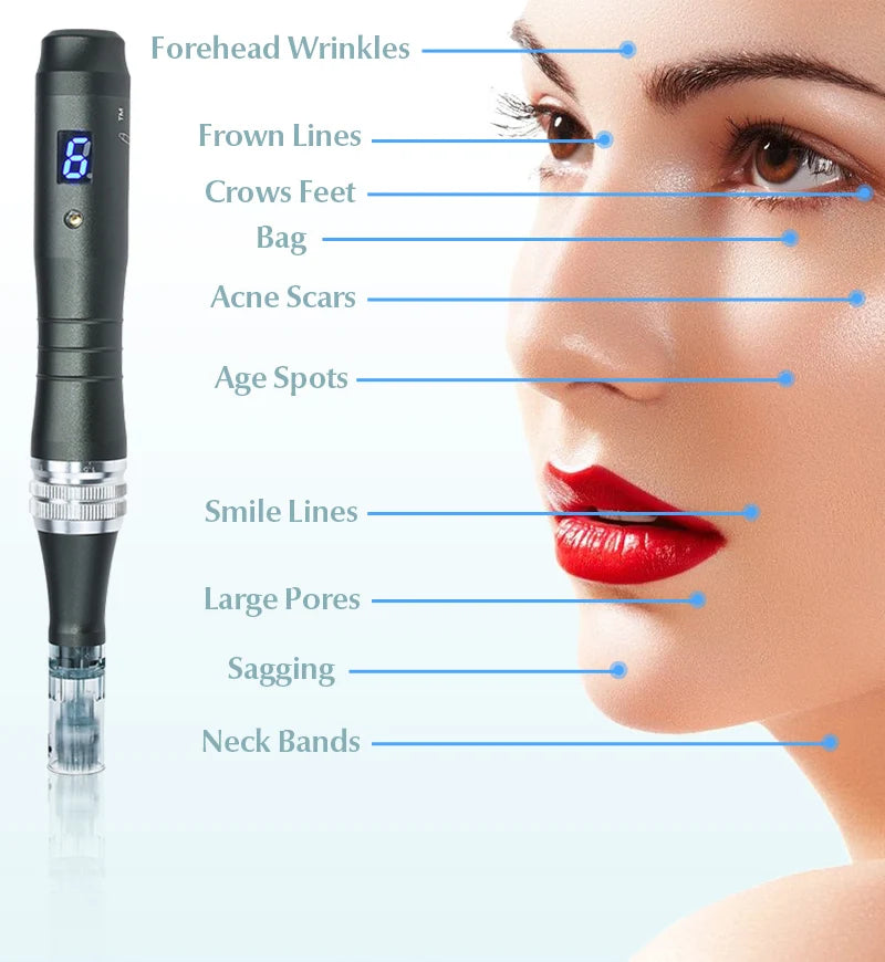 Deram  pen  M8  0.25mm  With 12 pcs Cartridges  Derma Pen