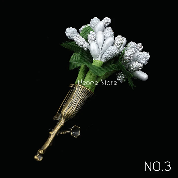 New Wedding Brooches For Men Bridegroom Rose Flower Lapel Pin Orange Pink Puple Romantic Color Brooch Party Suit Accessories