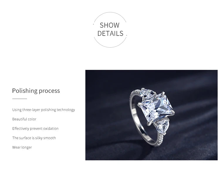 Ailmay Exquisite Luxury Rectangle 3ct  AAAAA CZ Ring 925 Sterling Silver Rings For Women Wedding Engagement Fine Female Jewelry