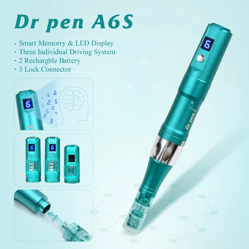 Original Dr. pen Ultima A6S With 12 Cartridge Wireless Professional Derma Pen Microneedling Machine 0.25 mm needle length