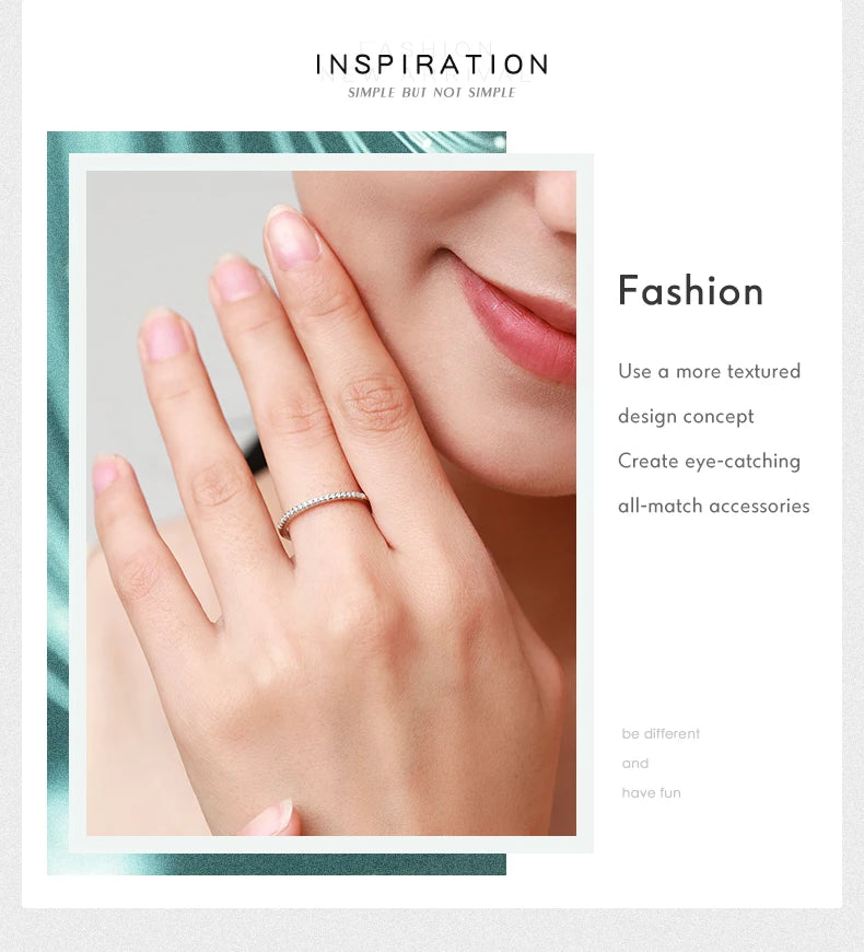 Modian Simple Elegant Silver Ring Solid 925 Sterling Silver Dazzling Clear CZ Finger Rings For Women Wedding Statement Jewelry