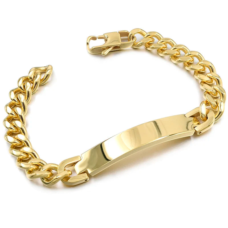 Gokadima Stainless Steel ID Bracelet For Men Jewelry masculina pulseira, Black / Rose Gold color Rock Punk Party Gift