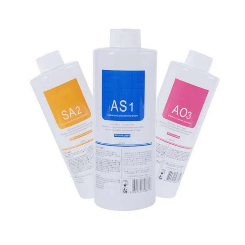 Facial Skincare Face Serum Hydro Aqua Peel Solution 400ml Kit of 3 Serums AS1 SA2 AO3 For Facial Machine Skin Deep Cleaning