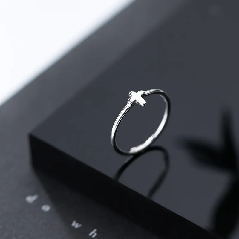 La Monada Christian Cross Finger Women Ring 925 Sterling Silver Minimalist Rings For Women 925 Silver Fine Jewerly Rings Woman