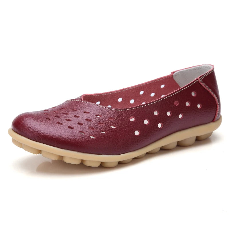 Summer Women Casual Shoes Flat Shoes Designer Ladies Cut Out Rubber Loafers Non-slip Breathable Womens Moccasins Plus Size 35-44