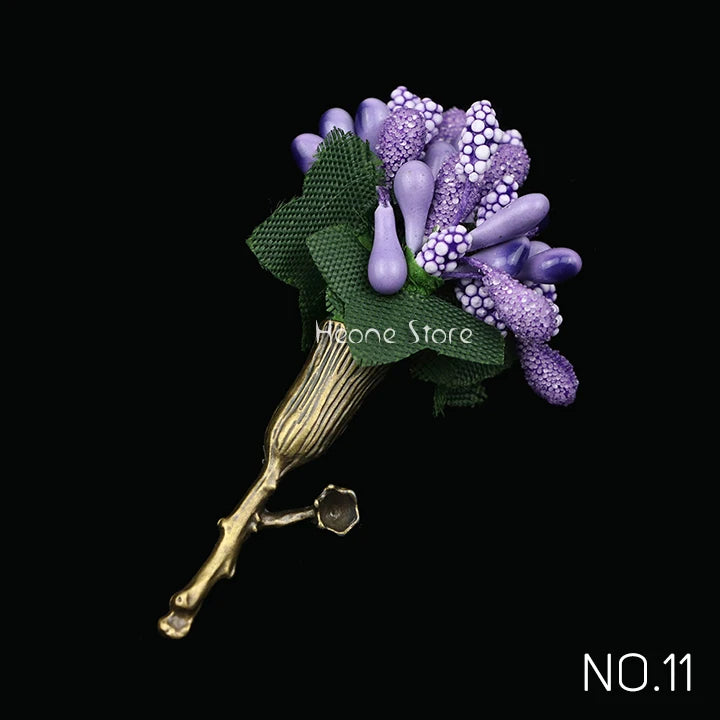 New Wedding Brooches For Men Bridegroom Rose Flower Lapel Pin Orange Pink Puple Romantic Color Brooch Party Suit Accessories