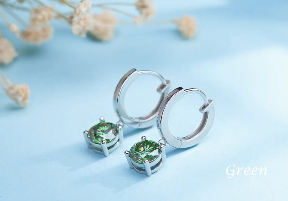 GIGAJEWE Moissanite White D VVS1 Total 2ct 925 Silver Drop Earring 18K Gold Plated Diamond Test Passed Jewelry Woman Girl Gift