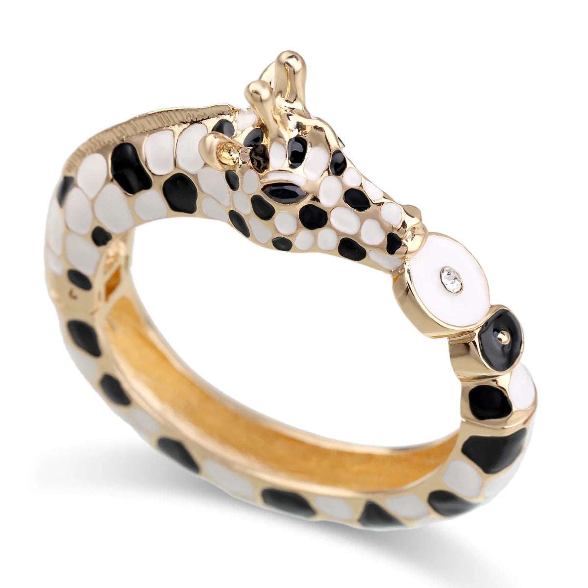 Fashion Beautiful Zebra Animal Cuff Bracelet Statement Bangle for Women Girls Gold Plated with Enamel Bracelets Bangle Jewelry