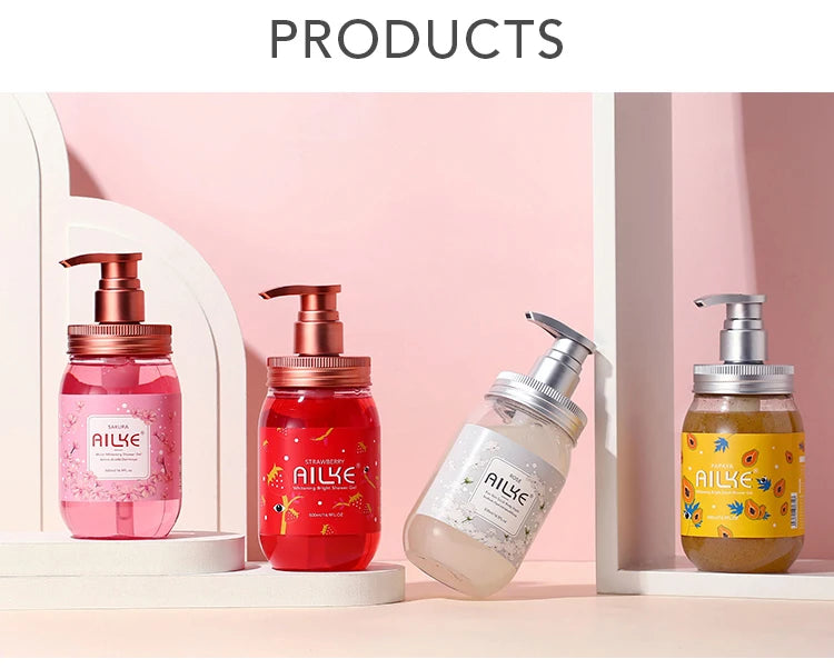 AILKE Bath foam female Whitening brightening  Scrub fragrant   body wash skin care lotion  Exfoliating Shampoo shower Gel spa