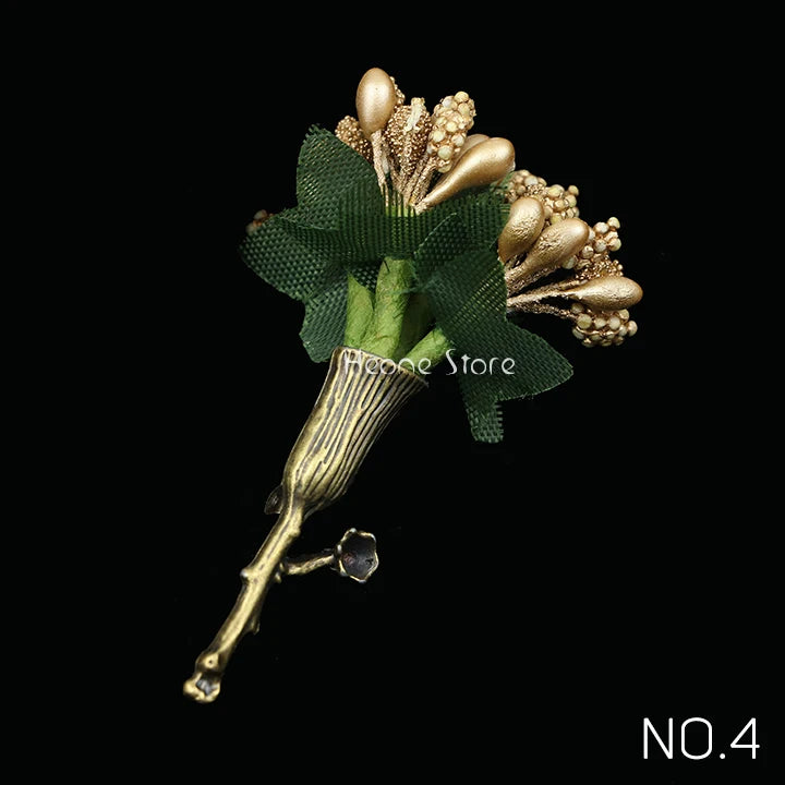New Wedding Brooches For Men Bridegroom Rose Flower Lapel Pin Orange Pink Puple Romantic Color Brooch Party Suit Accessories