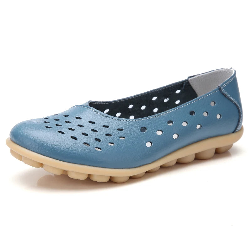 Summer Women Casual Shoes Flat Shoes Designer Ladies Cut Out Rubber Loafers Non-slip Breathable Womens Moccasins Plus Size 35-44