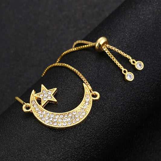 NEW Muslim Bracelets Ramadan Kareem Mubarak Crescent Adjustable Chains Allah Bracelets For Eid al-Fitr Islam Gift Jewelry