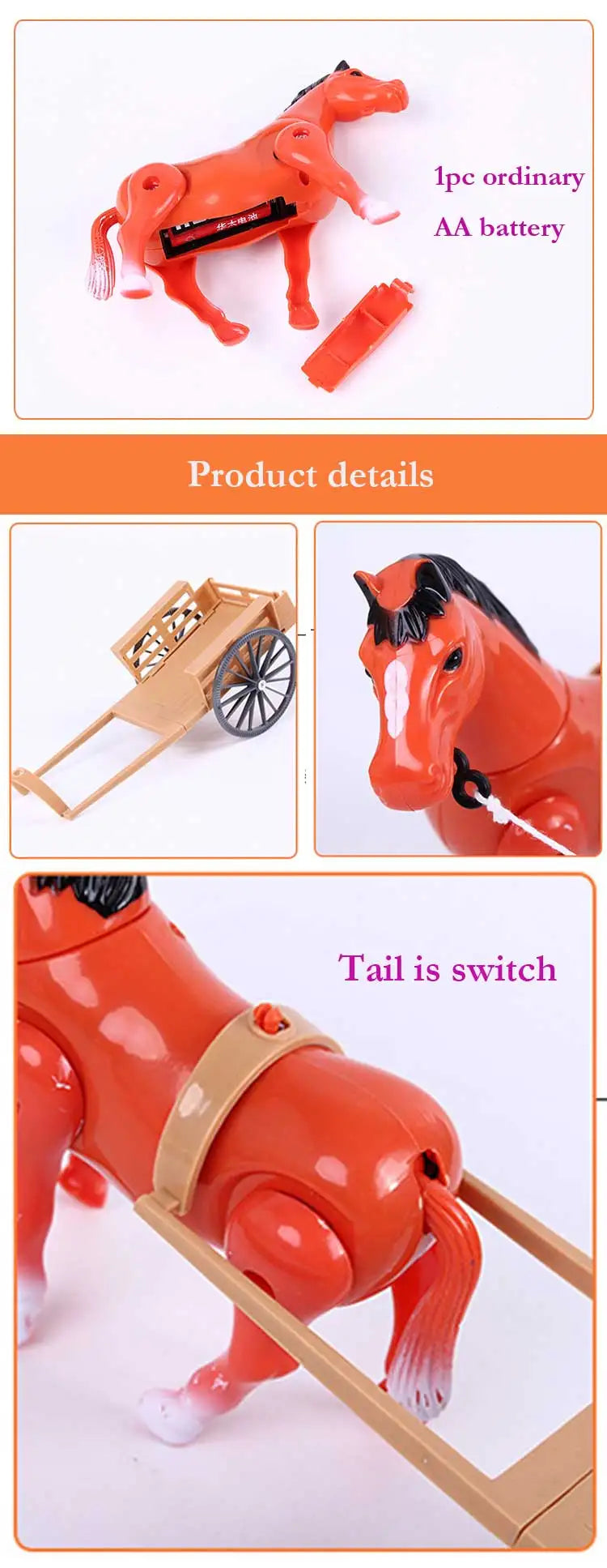 Robot Horse Toy Electronic Pony Pet Pulling Carriage Around Running Walking Electric Horse Toys For Kid Gifts Color Random